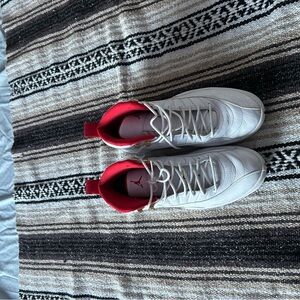 Jordan White and Red High-Top Sneakers